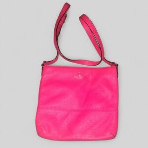 Kate Spade Finley, pebble leather magenta pink shoulder bag hobo
